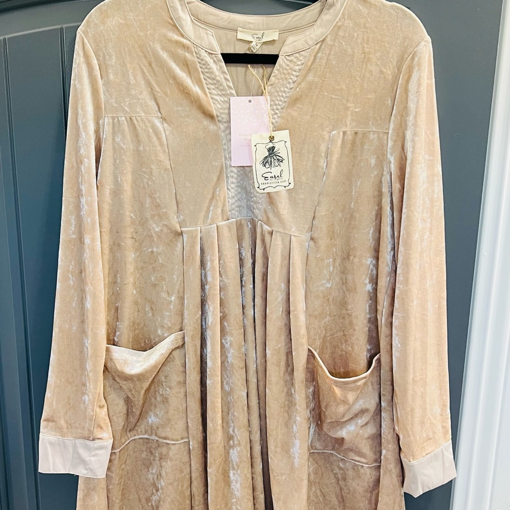 NWT light pink crush velvet dress. Size large.